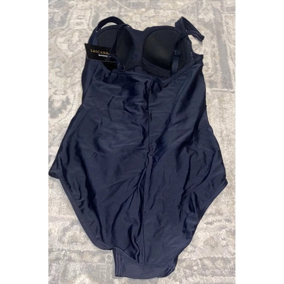 New Lascana For Venus Slimming One Piece Black Multi Polka Swim Swimsuit  Sz 10 - Picture 2 of 7